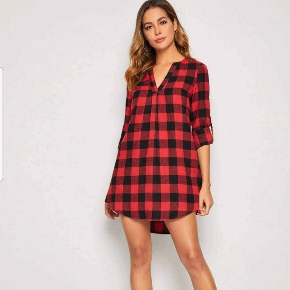 Womens Buffalo Plaid Shirt Dress *TUNIC*